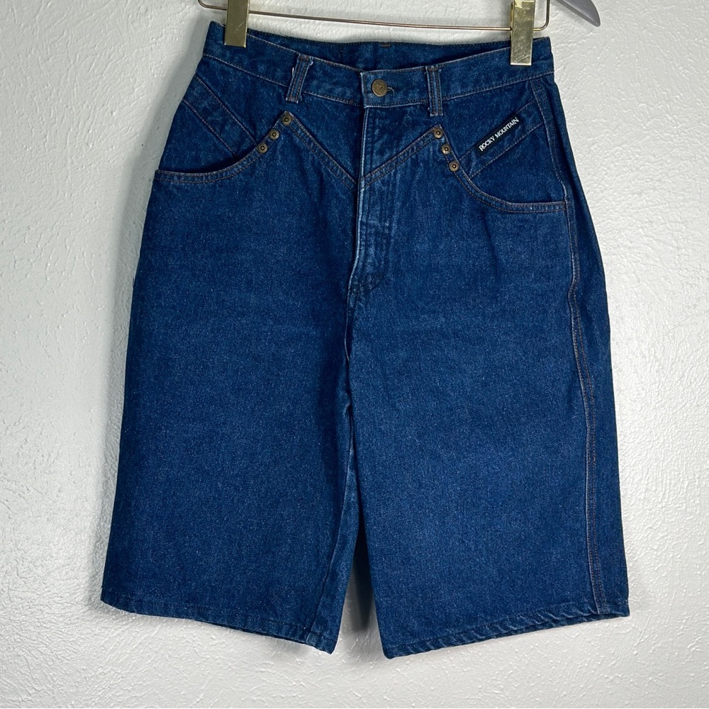 Vintage Rockies ultra highrise bareback dark blue denim bermuda mom shorts Sz 11 - Picture 1 of 6